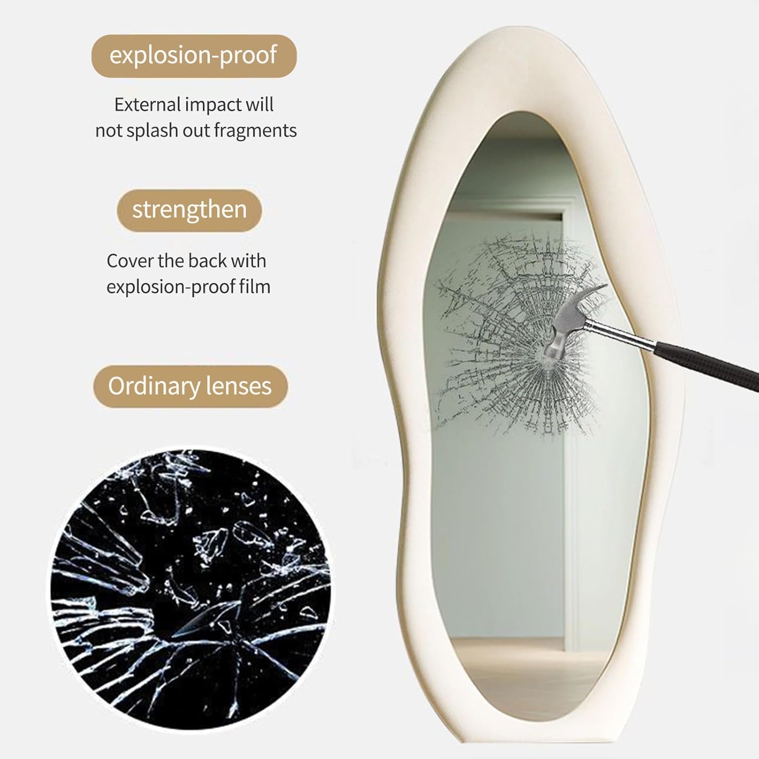 CEIEVER Asymmetrical Wavy Full Length Mirror | 168x68cm Floor Standing