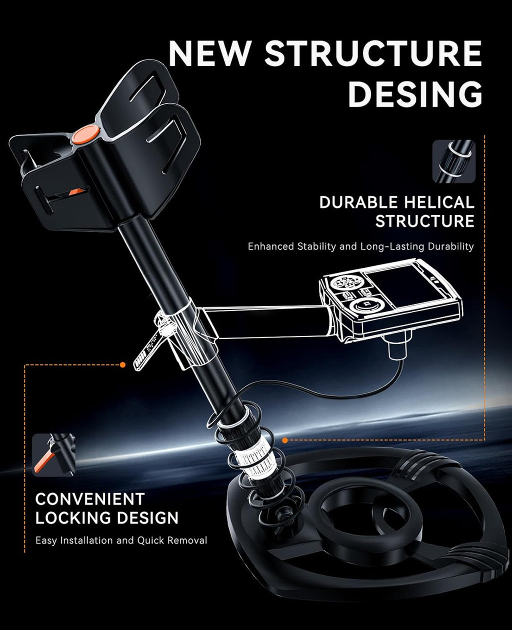 SUNPOW Professional Metal Detector | 30cm Waterproof Coil & Dual LCD