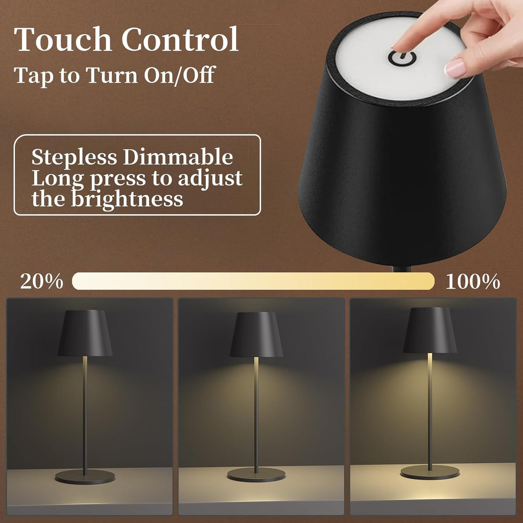 Trayvespace Rechargeable Table Lamp 2-Pack | Dimmable IP54 Waterproof