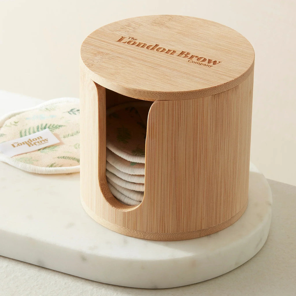 The London Brow Company Bamboo Storage Box – Eco-Friendly Makeup Pad Holder