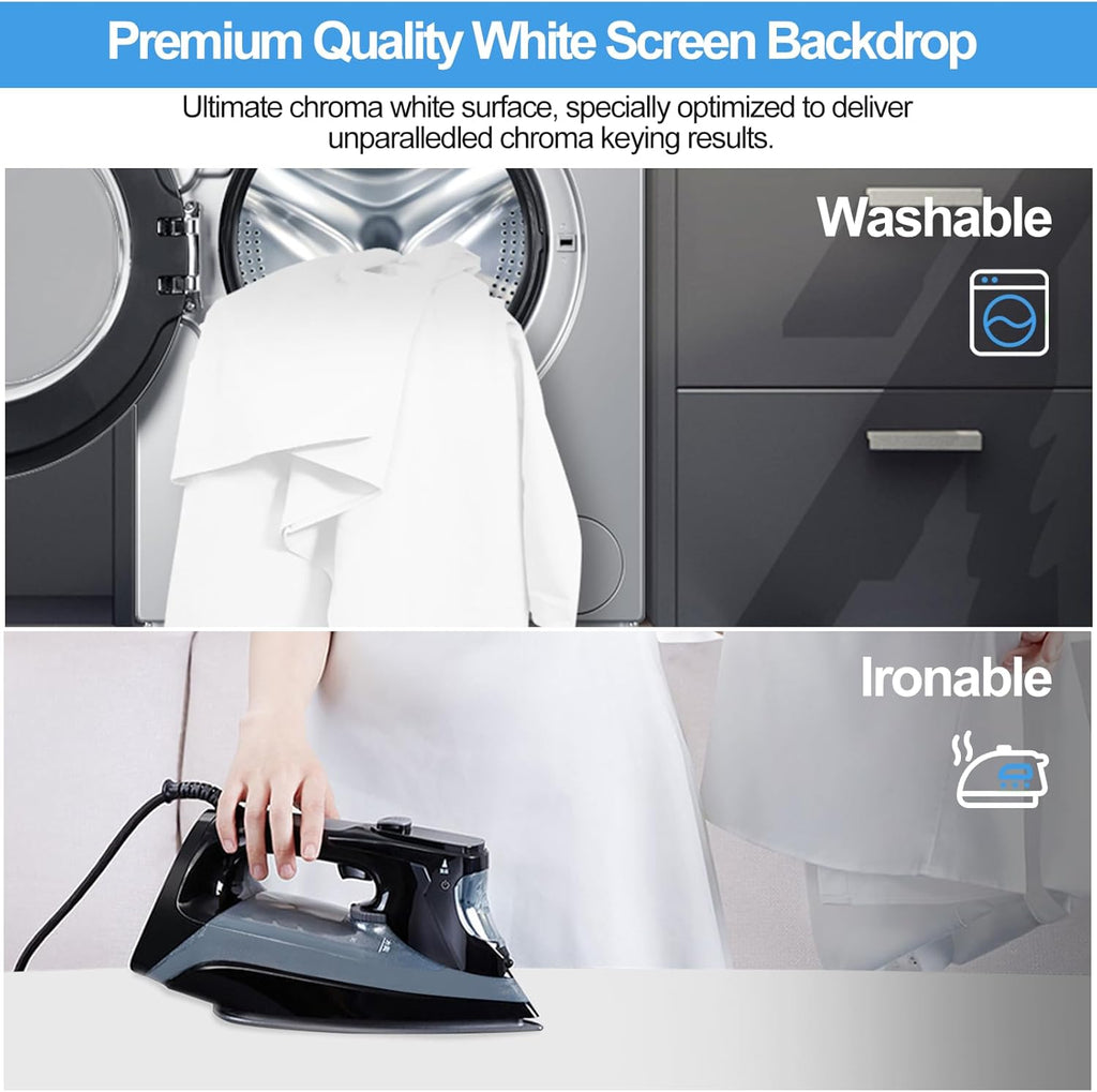 EMART White Photography Backdrop Kit | 1.5x2m Fabric & 2x2m Stand