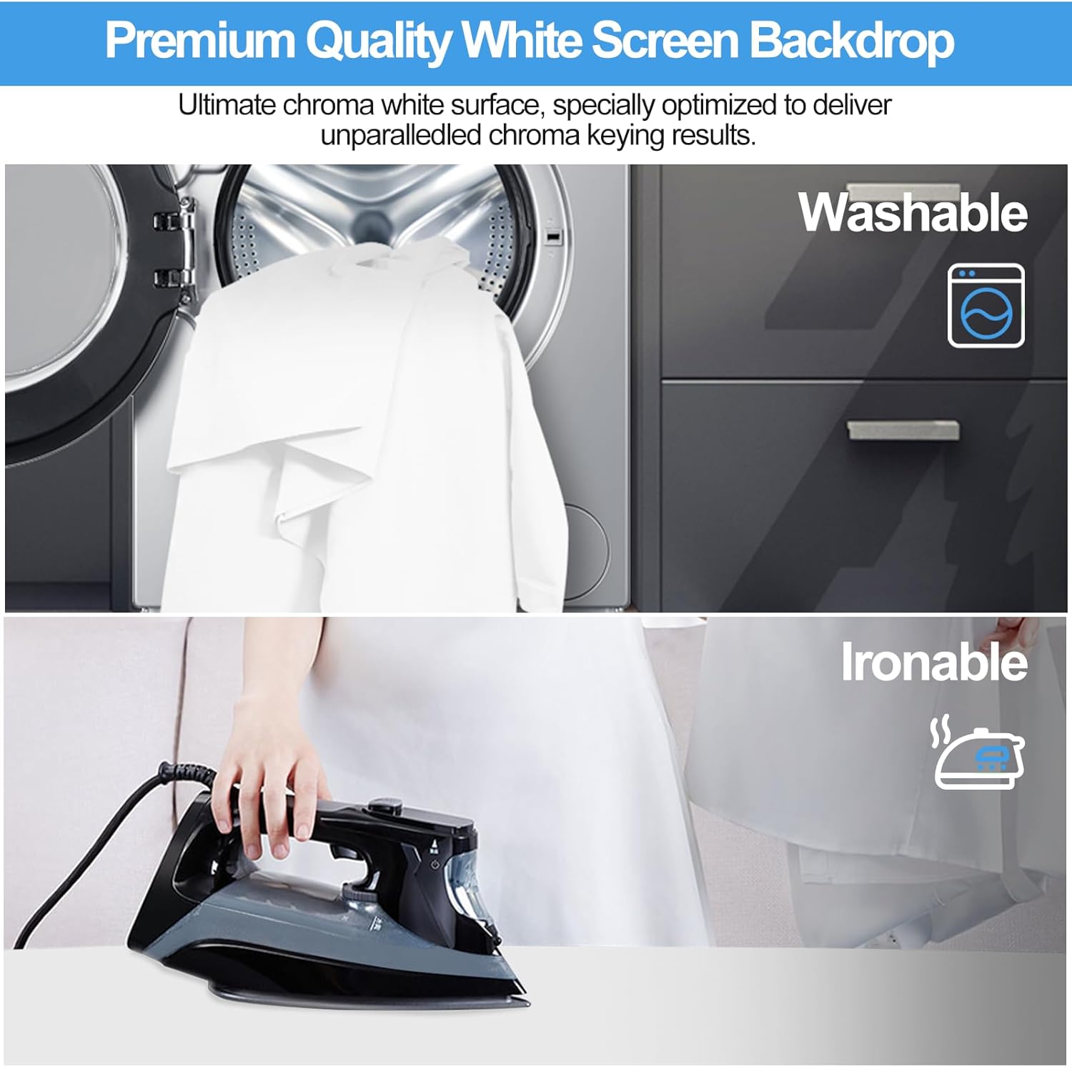 EMART White Photography Backdrop Kit | 1.5x2m Fabric & 2x2m Stand