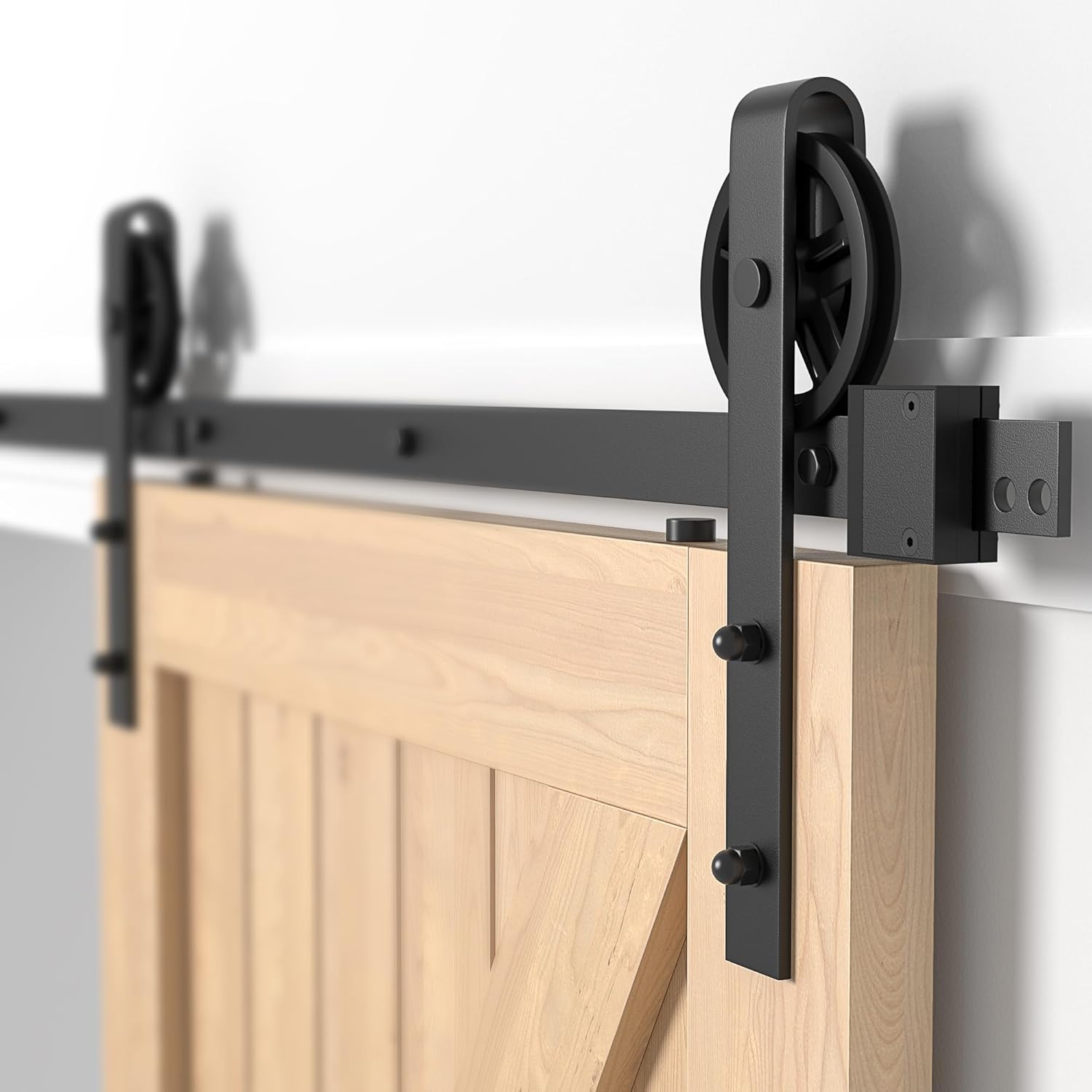 SANKEYTEW 8FT Sliding Barn Door Kit | Heavy Duty Black Steel Track