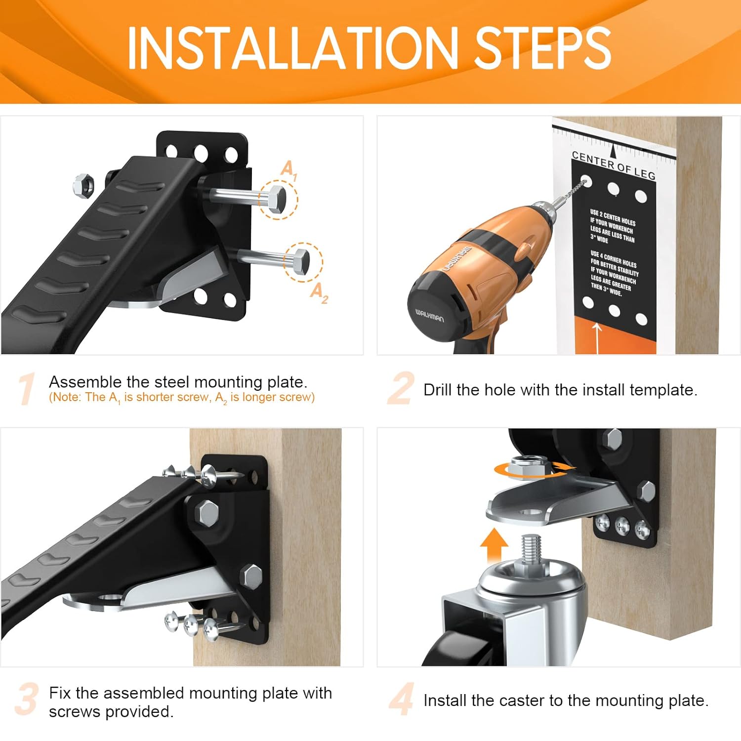 SOLEJAZZ Retractable Workbench Casters | 420KG Heavy Duty 3" Wheels