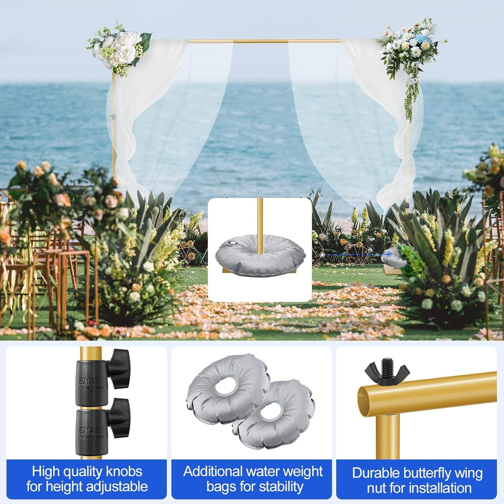 EMART Heavy Duty Backdrop Stand – 6.5x10ft Adjustable Gold Steel Base