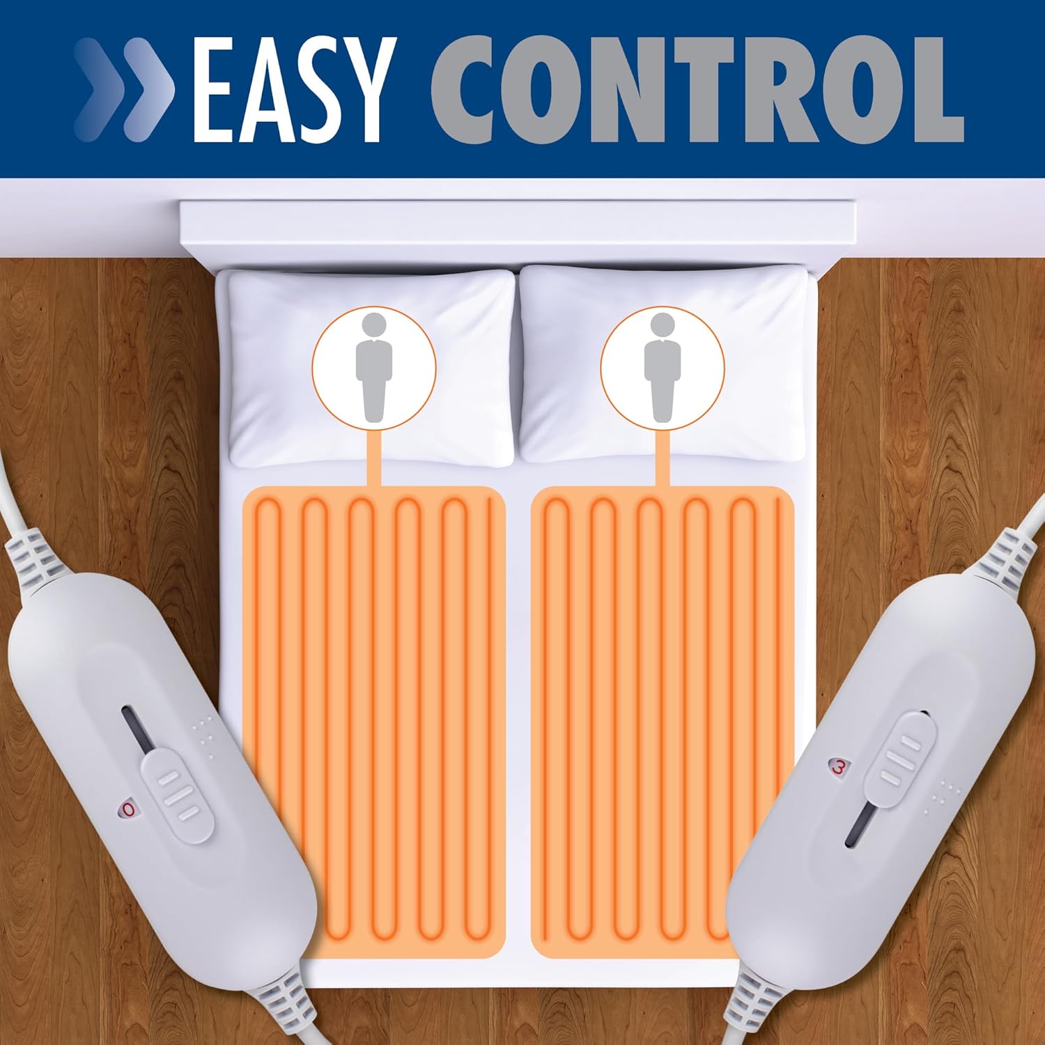 Purus Double Electric Blanket | Dual Control 3 Heat Settings Polyester