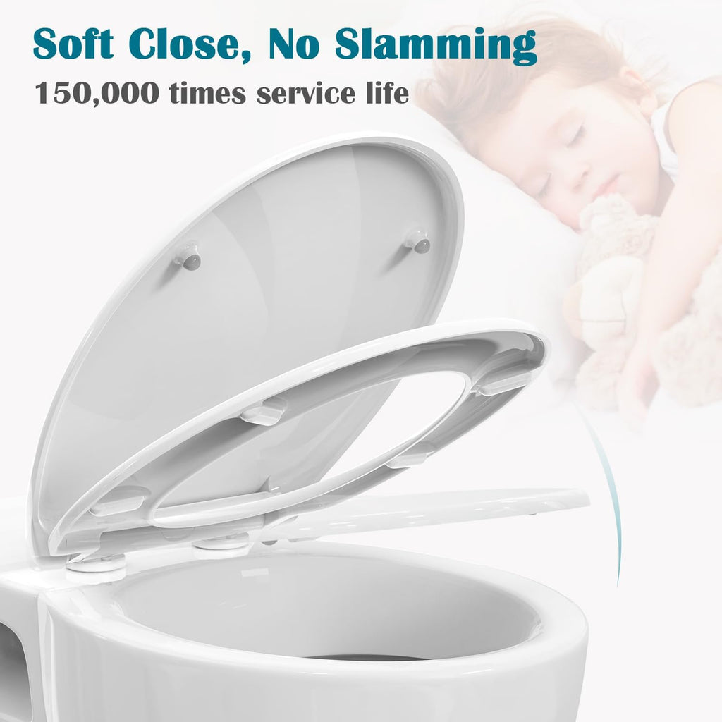 STOREMIC O-Shape Soft Close Toilet Seat | White Anti-Bacterial Lid