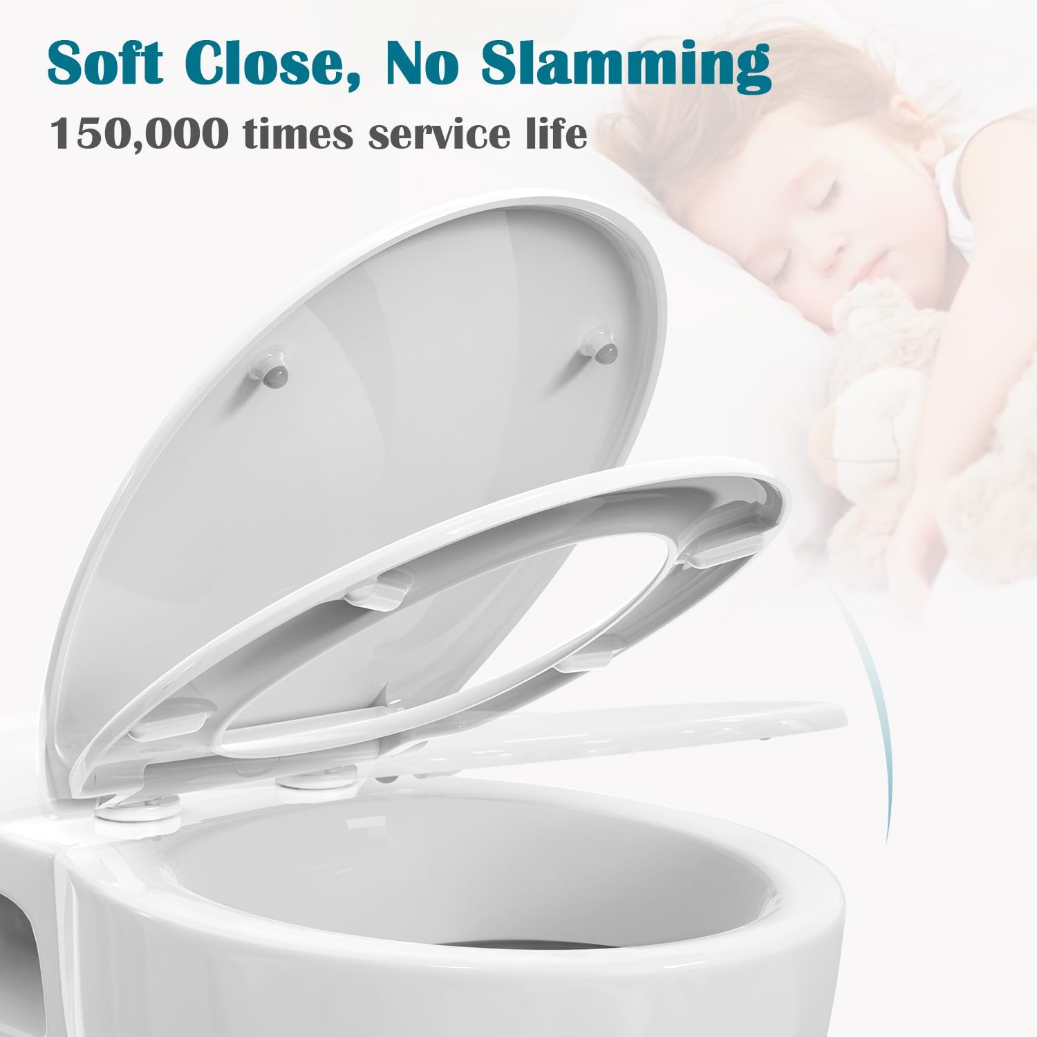STOREMIC O-Shape Soft Close Toilet Seat | White Anti-Bacterial Lid
