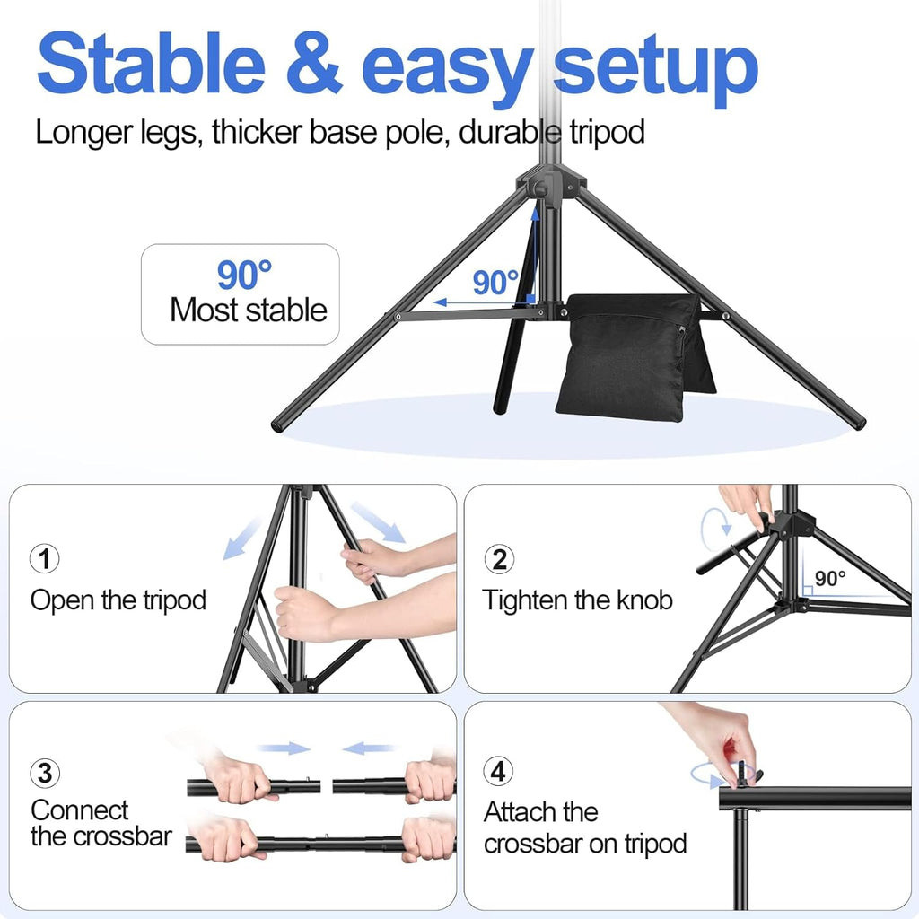EMART 3x2.4m Backdrop Stand - Adjustable Photo Studio Support Kit