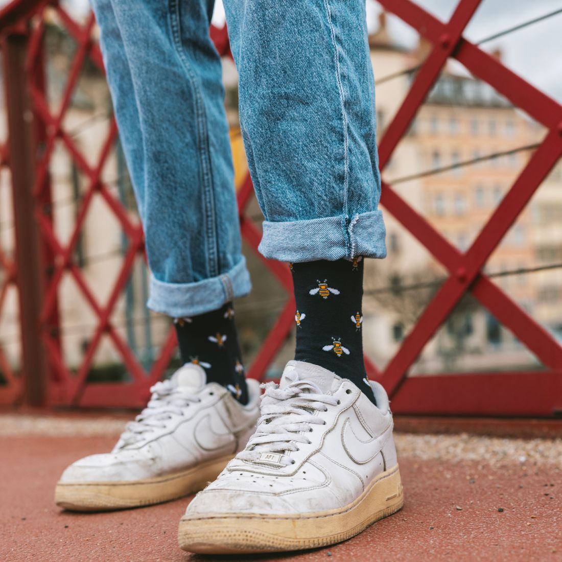 Swole Panda Navy Bumblebee Bamboo Socks – Sustainable Men's Accessories