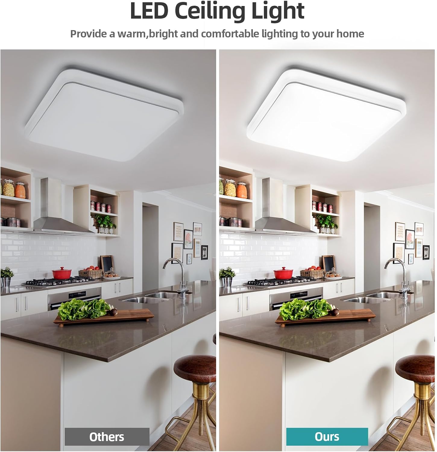 Massive Discounts 72W LED Ceiling Light – 48cm Modern Flush Mount 6000K