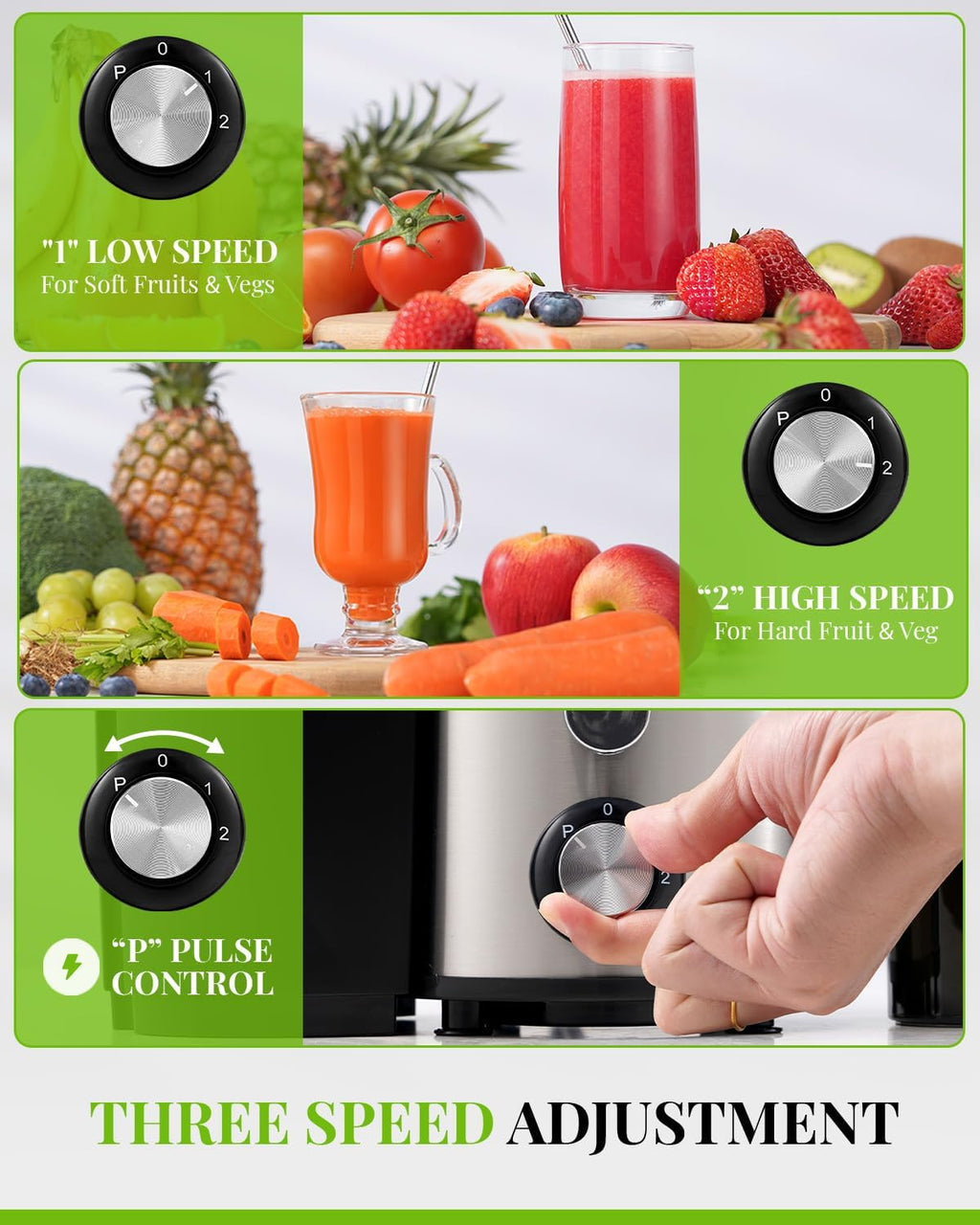 SHARDOR Centrifugal Juicer Machine | 800W 3-Speed Fruit & Vegetable Extractor