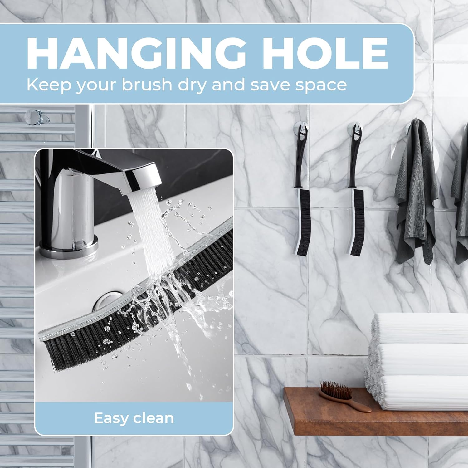 FOOGWEE Crevice Cleaning Brush Set | 6pcs Hard Bristle Grout Cleaner