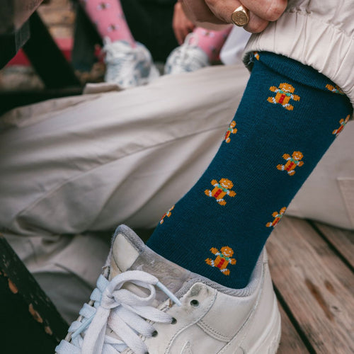 Swole Panda Gingerbread Men Matching Bamboo Socks | Festive Holiday Apparel