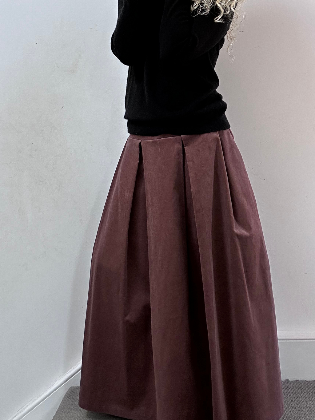 No More Nobody Valery High-Waisted Corduroy Maxi Skirt with Pockets