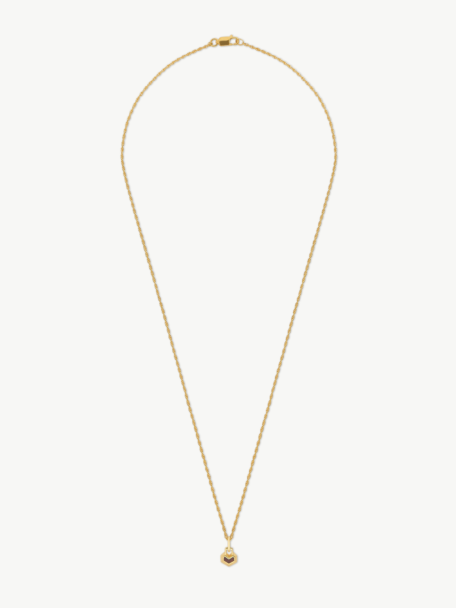 No More Nobody Daryl Red Tiger Eye Heart Necklace - 18k Gold Plated 22"