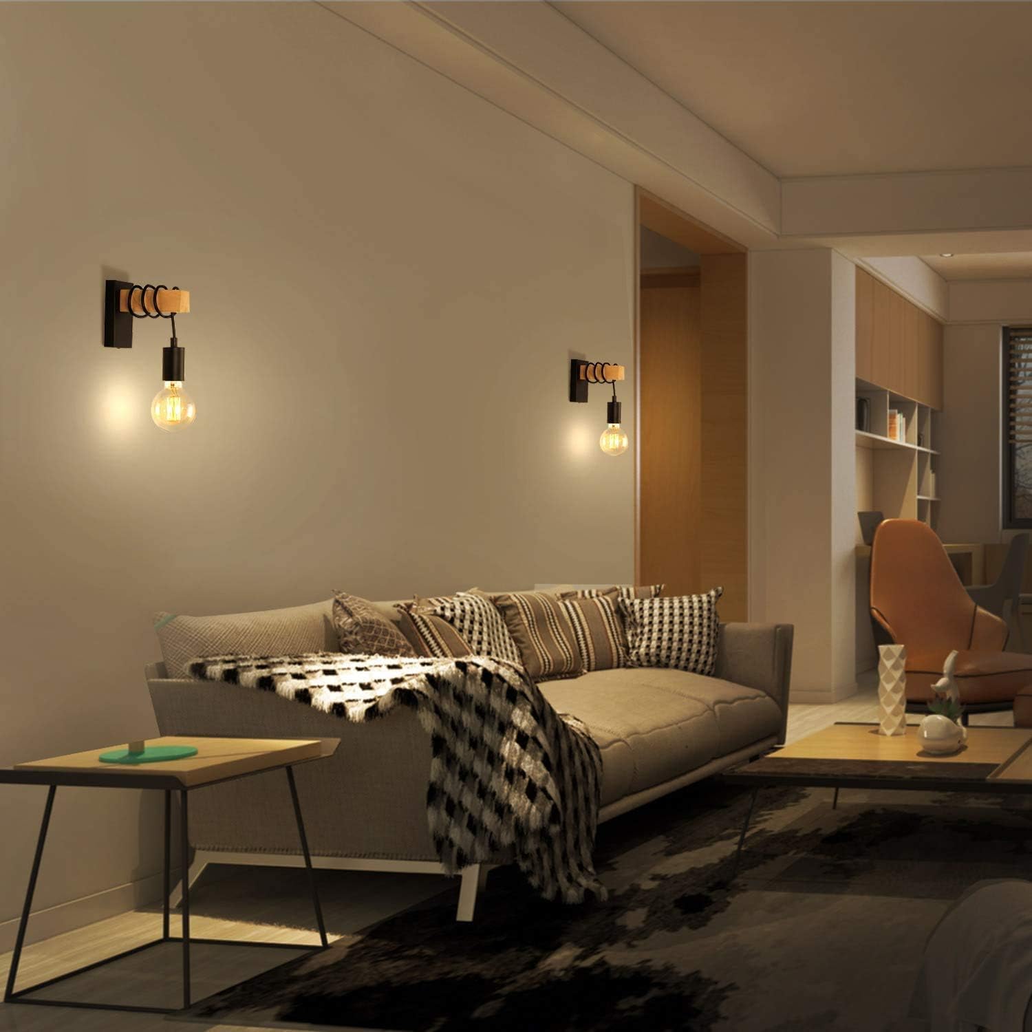 Massive Discounts Wooden Wall Sconce – 2 Pack Industrial E27 Light