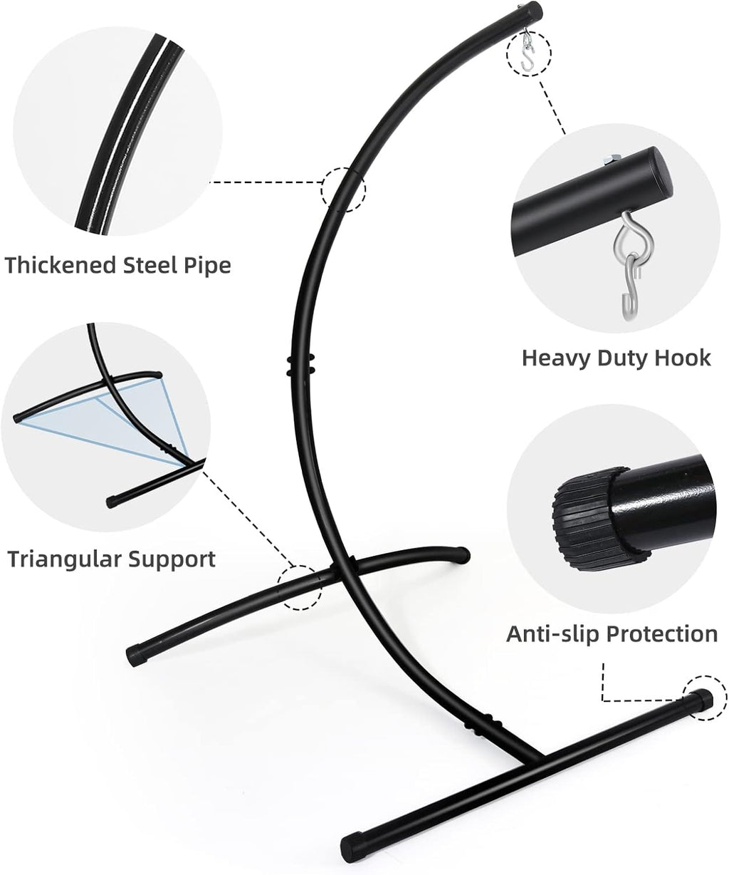 GOUTIME C-Shape Hammock Chair Stand | Heavy Duty Steel Swing Frame