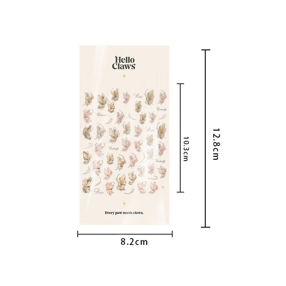 LuLuFun Studio Pink Flower 5D Nail Deco Stickers - Floral Nail Art Decals