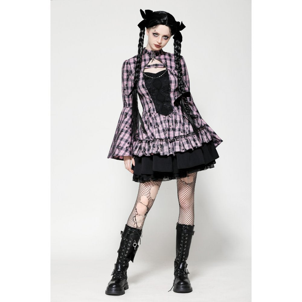 Dark in Love Ellery Pink Butterfly Dress with Bell Sleeves