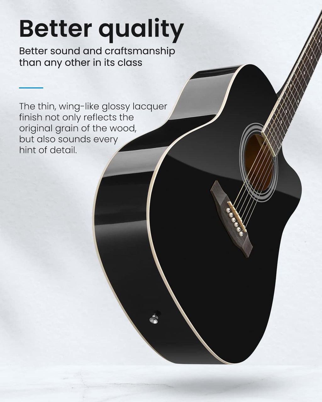 Moukey 41 Inch Full Size Acoustic Guitar – Cutaway Beginner Starter Kit