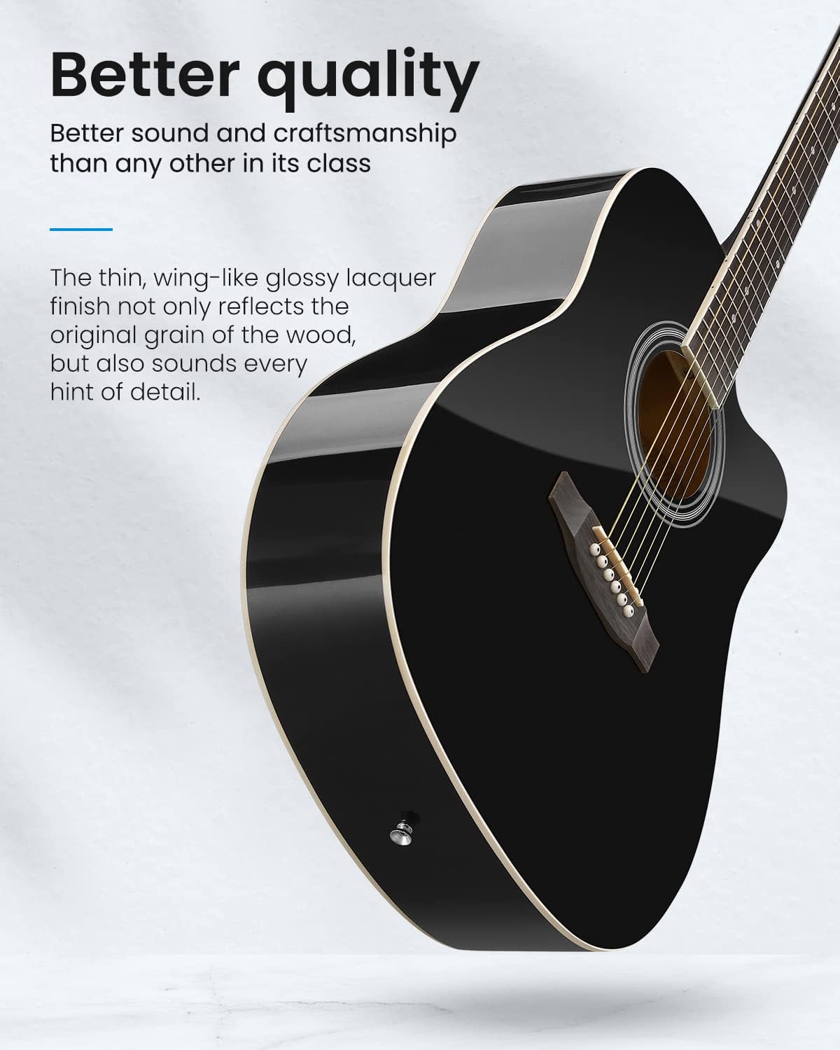 Moukey 41 Inch Full Size Acoustic Guitar – Cutaway Beginner Starter Kit