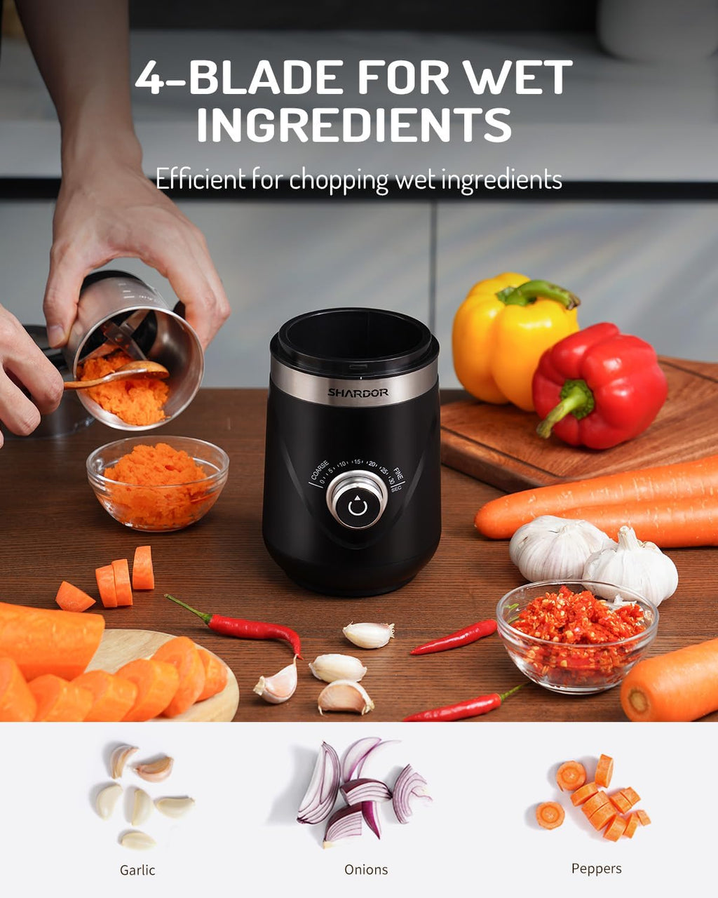 SHARDOR Electric Coffee Grinder | 2 Stainless Steel Cups & Timer