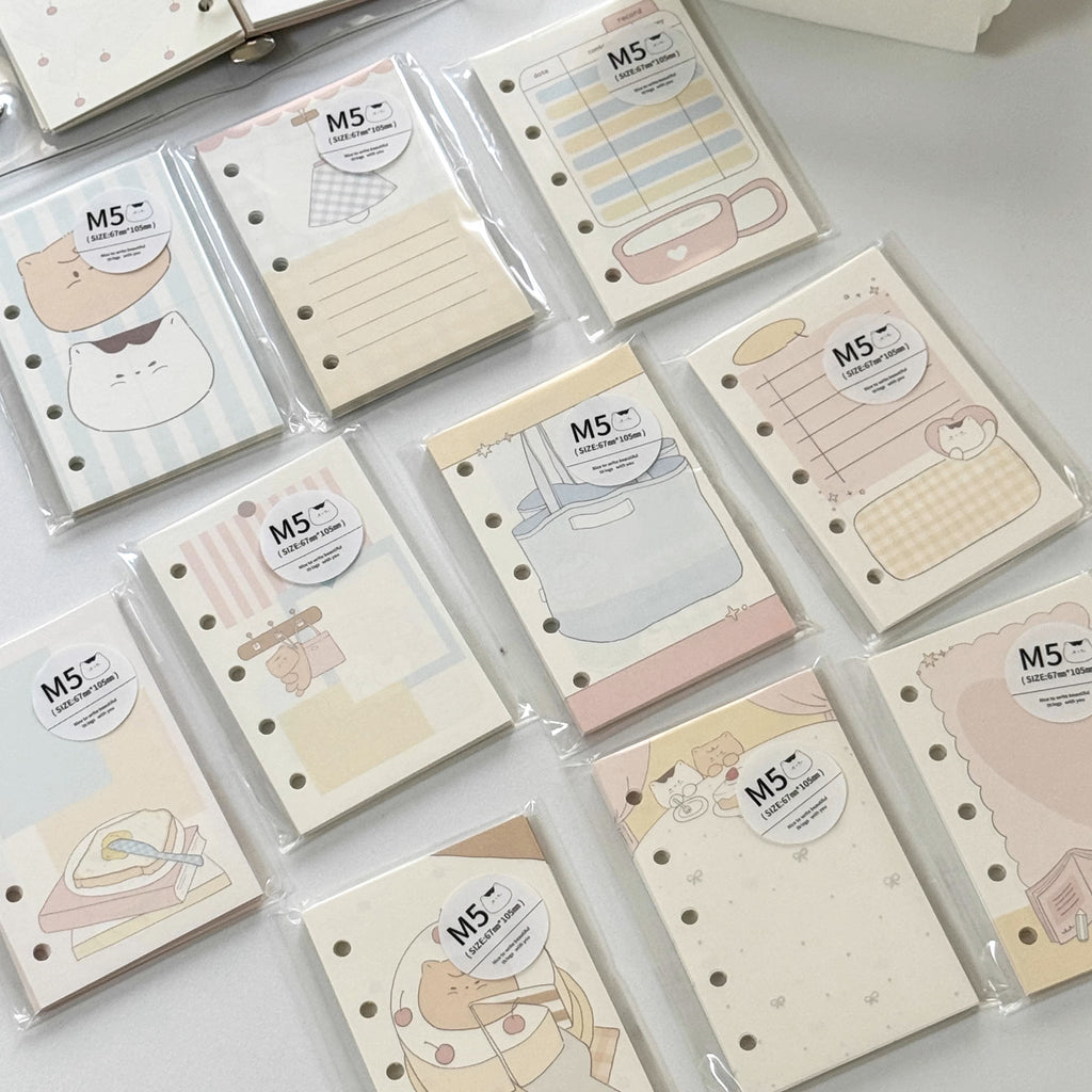 LuLuFun Studio Kitty Refill Paper – M5 Mini Size Cute Memo Notes (30ct)