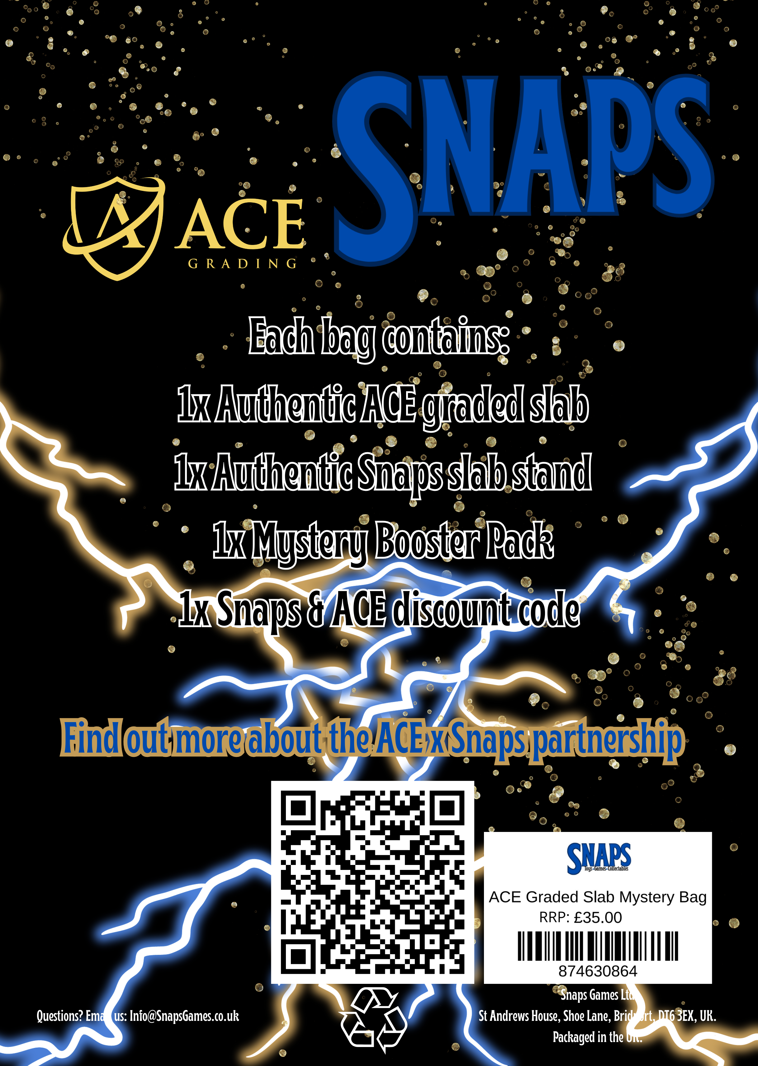 Snaps ACE Graded Slab Mystery Bag | Booster Pack & Slab Stand Included