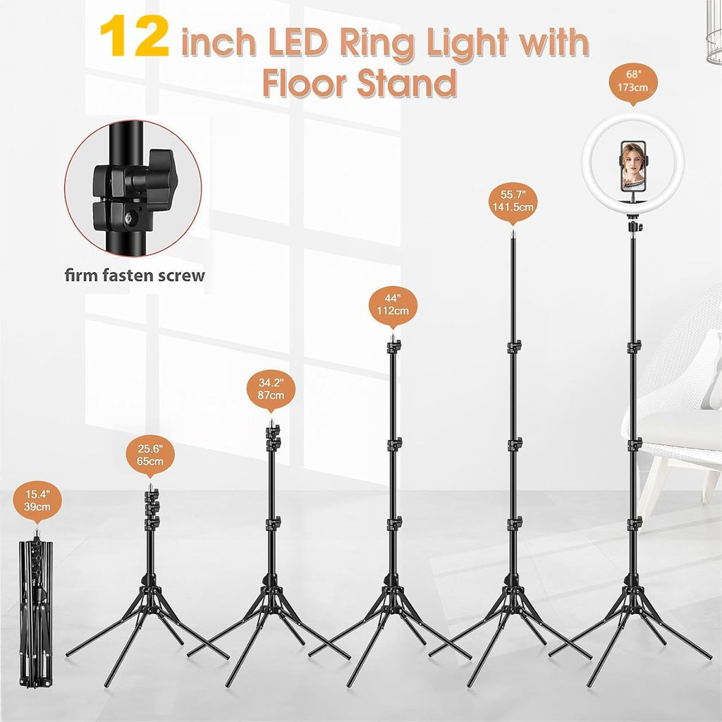 LIPETY 13'' Selfie Ring Light with Tripod Stand and Phone Holder