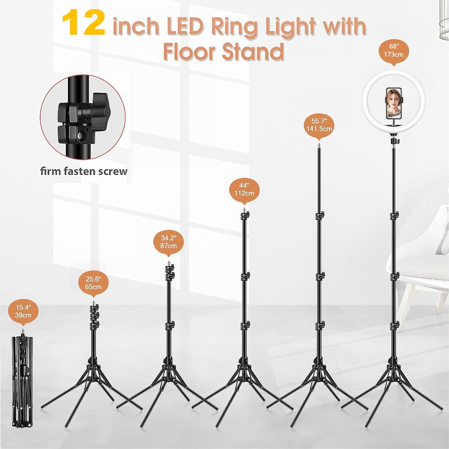 LIPETY 13'' Selfie Ring Light with Tripod Stand and Phone Holder