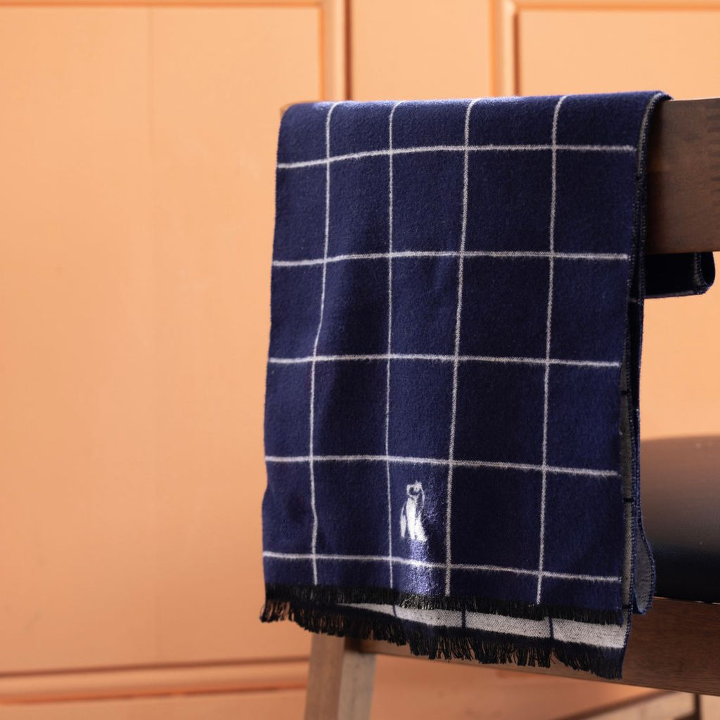 Swole Panda Blue Check Bamboo Scarf – Sustainable & Breathable Neckwear