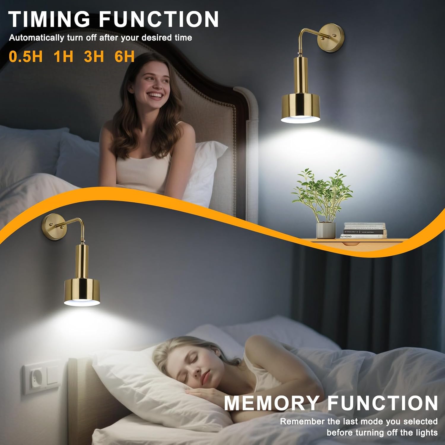 Lightsjoy RGB Wireless Wall Sconce – Rechargeable Magnetic Gold Lamp