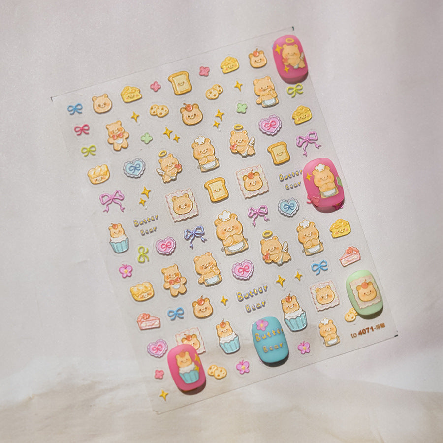 LuLuFun Studio Butter Bear 5D Nail Deco Sticker - DIY Nail Art Decals