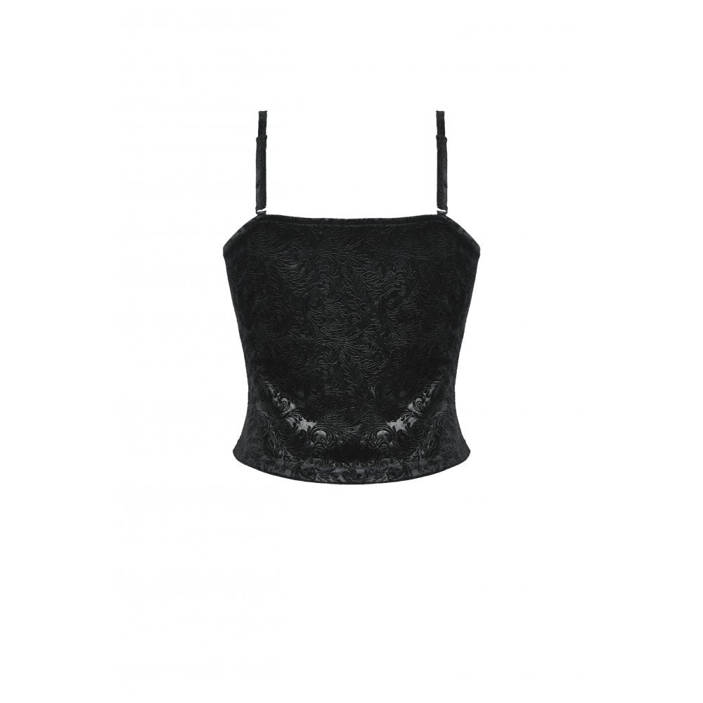 Dark in Love Freya Gothic Camisole – Embossed Velvet Lace Top