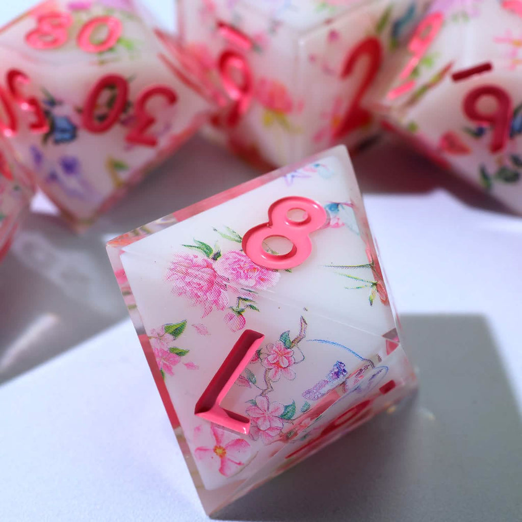 Fey Garden | Sharp Edge Dice | Resin | 7 Piece Set