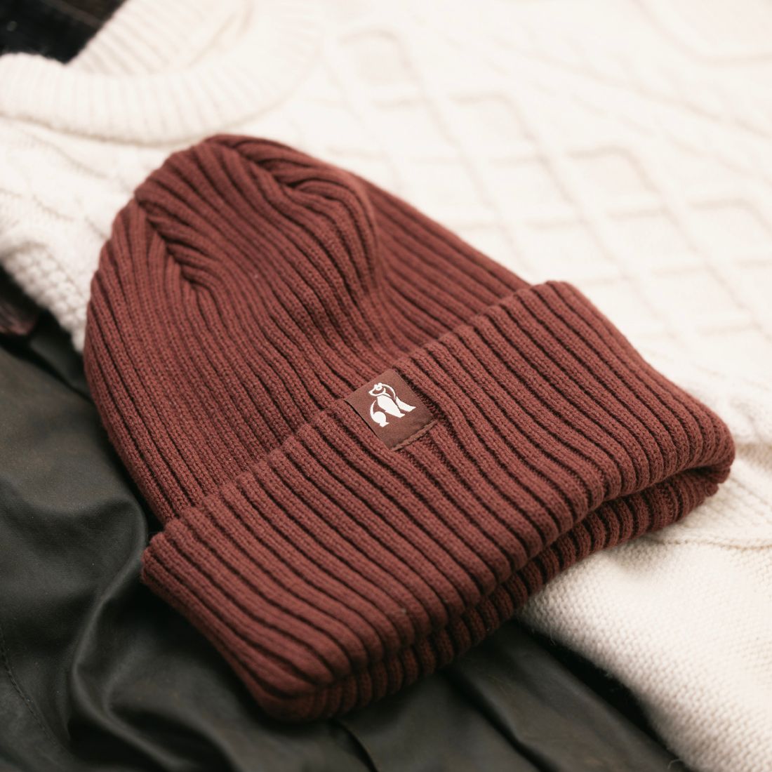 Swole Panda Organic Cotton Beanie – Sustainable Unisex Hat in Burgundy