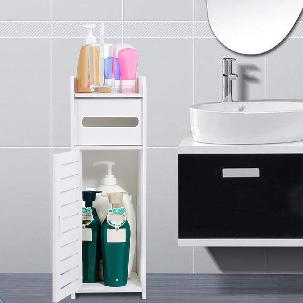 Ejoyous 3-Tier Slim Bathroom Cabinet | White Waterproof Storage Tower