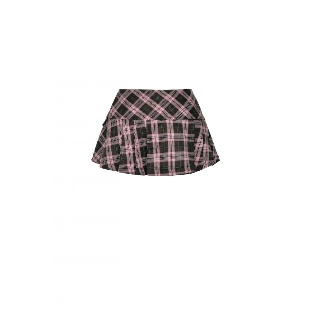 Dark in Love Rowan Pink Plaid Mini Skirt – Pleated Punk Grunge Style