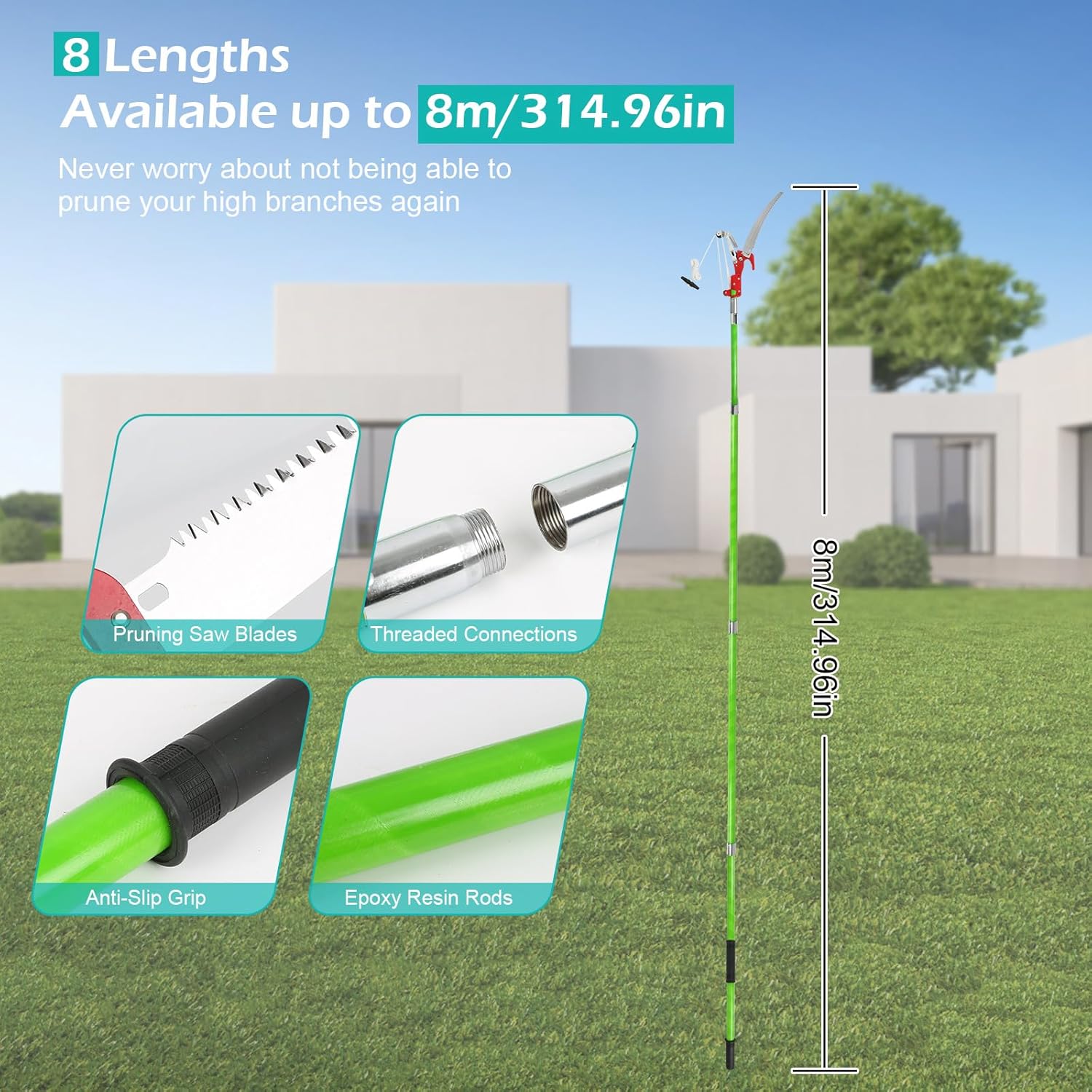 Maxant 8m Tree Pole Pruner – Manual Pole Saw with Pruning Scissors