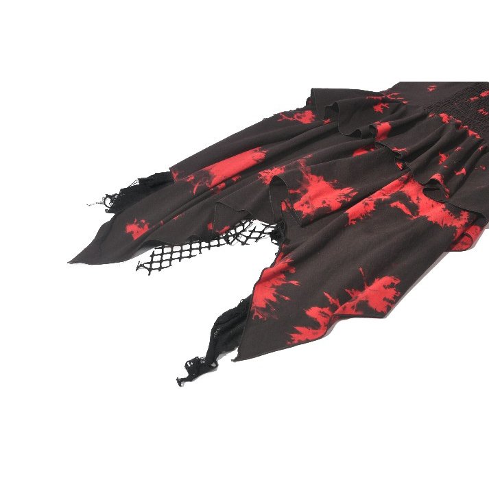 Dark in Love Red & Black Tie Dye Punk Dress | Asymmetric Mesh Goth Style