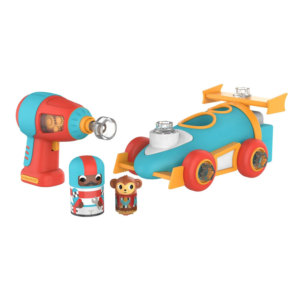 Design & Drill Bolt Buddies Police Rescue Race Car
