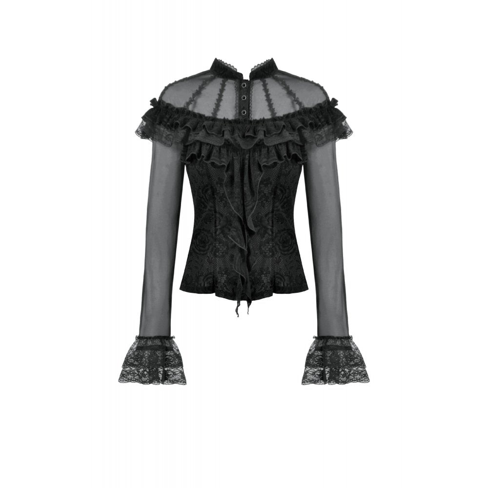 Dark in Love Seraphina Gothic Blouse – Victorian Ruffle Sheer Top