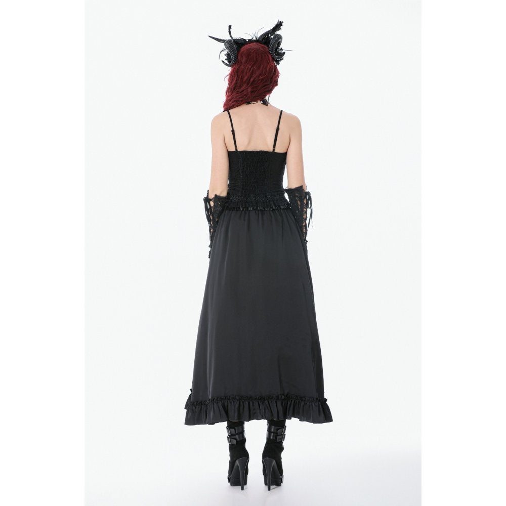 Dark in Love Gothic Victorian Crimson Lace Panel Maxi Skirt