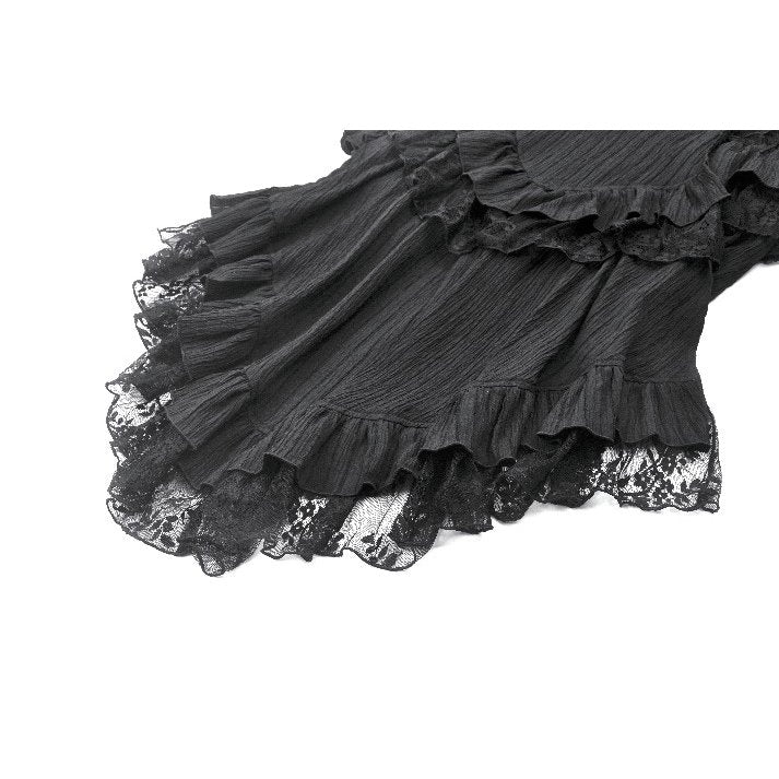 Dark in Love Cordelia Gothic High-Low Layered Skort - Black Lace