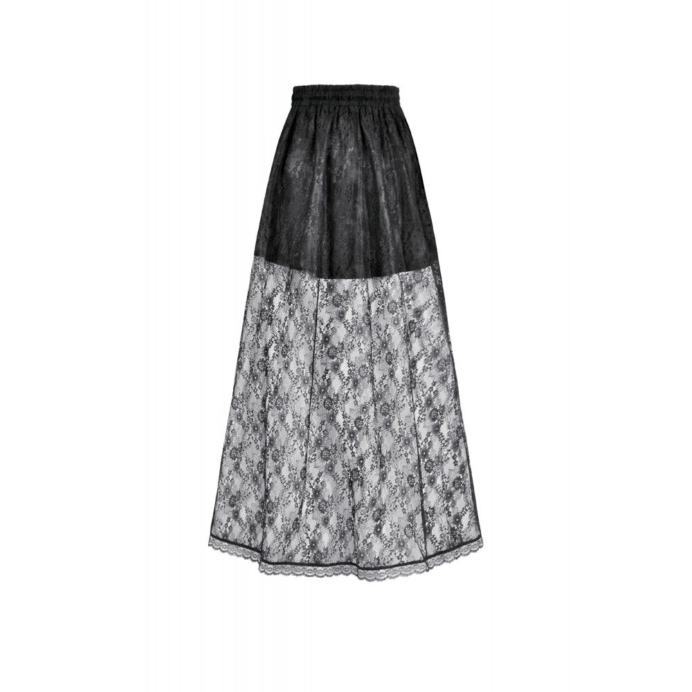 Dark in Love Sabina Black Sheer Lace High-Low Gothic Bustle Skirt