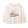 HelloBaby Boys Long Sleeve T-shirt Bear Print Cool Boy Crew Neck Long Sleeve - Ecru