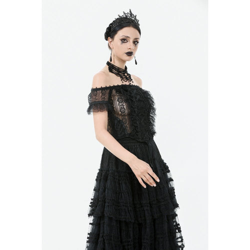 Dark in Love Ophelia Gothic Top – Black Lace Off-Shoulder Corset Style