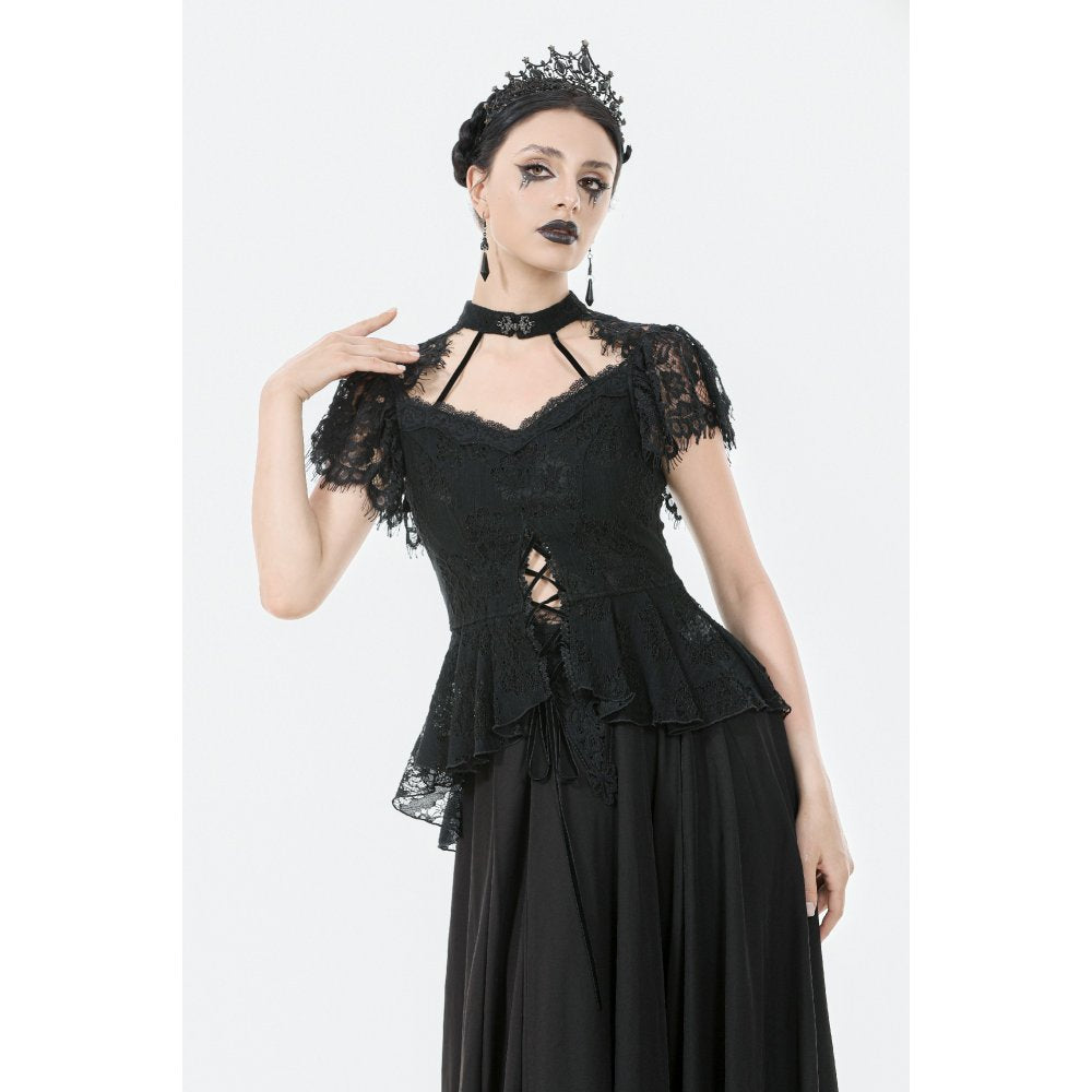 Dark in Love Ophelia Black Lace Corset Top – Victorian Goth Style