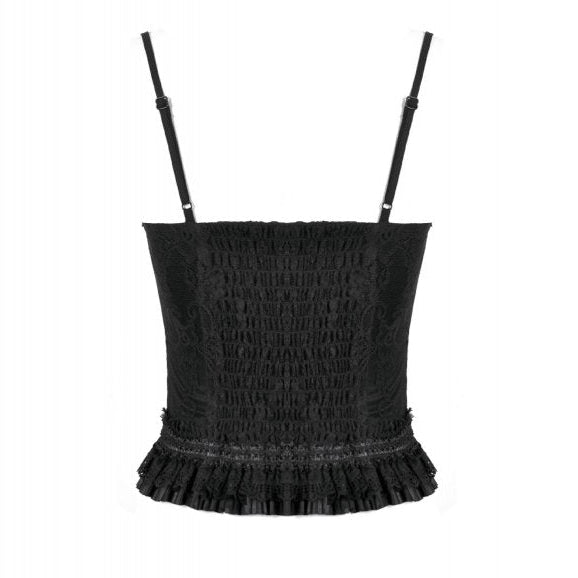 Dark in Love Black Lace Court Lace-Up Camisole | Gothic Corset Top